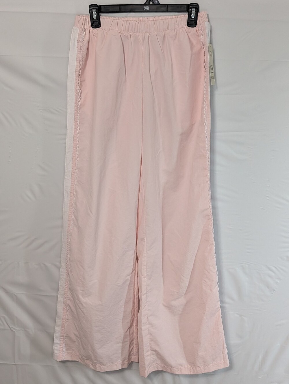 No Boundaries Size Small Pink Wide Leg Track Pants Sporty Blokette Coquette Lace
